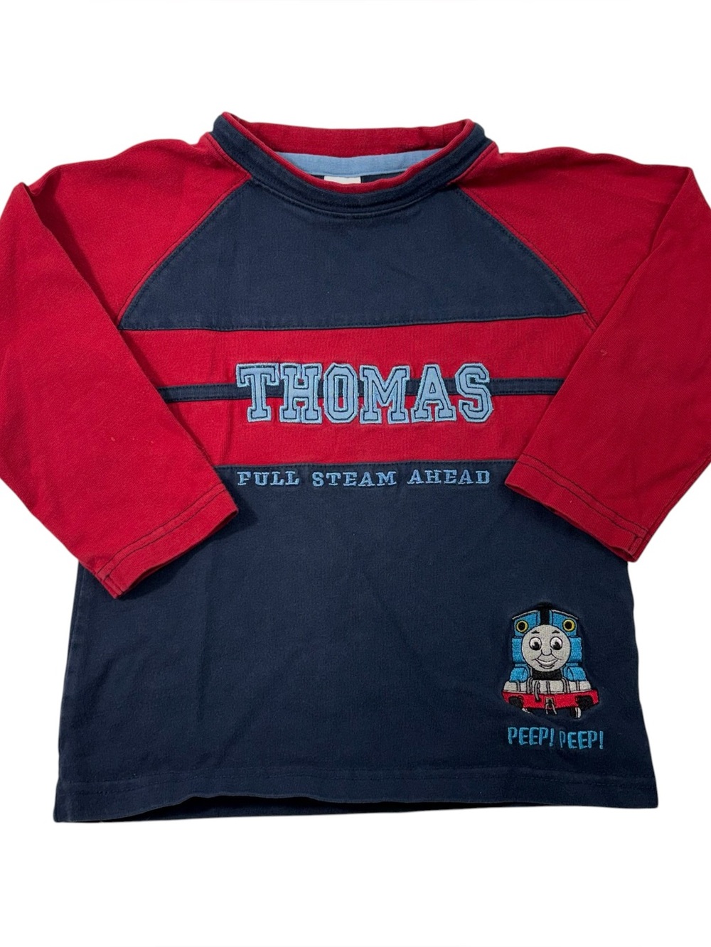Vintage Y2K Thomas the Tank Engine Train Embroidered Long Sleeve T-Shirt Mattel